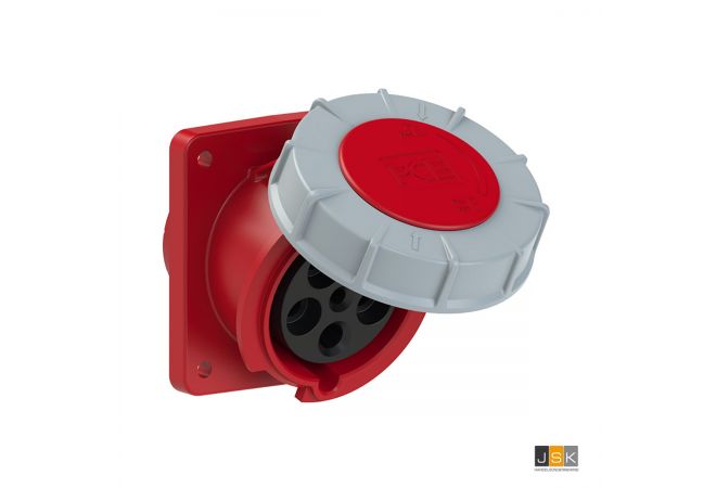 834.356 | Sirox/PCE 435-6 | CEE inbouw wcd schuin 63A 5p 400V 6h rood | IP67 Power Twist | flens 100x112mm | steek 80x88mm