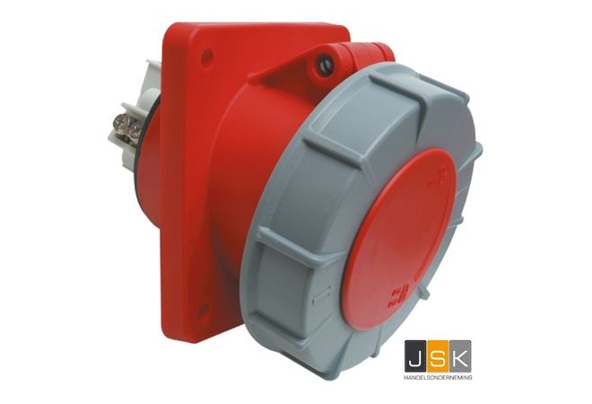 834.356 | Sirox/PCE 435-6 | CEE-aanbouwdoos wcd schuin 63A 5p 400V 6h rood | IP67 Power Twist | flens 100x112mm | steek 80x88mm