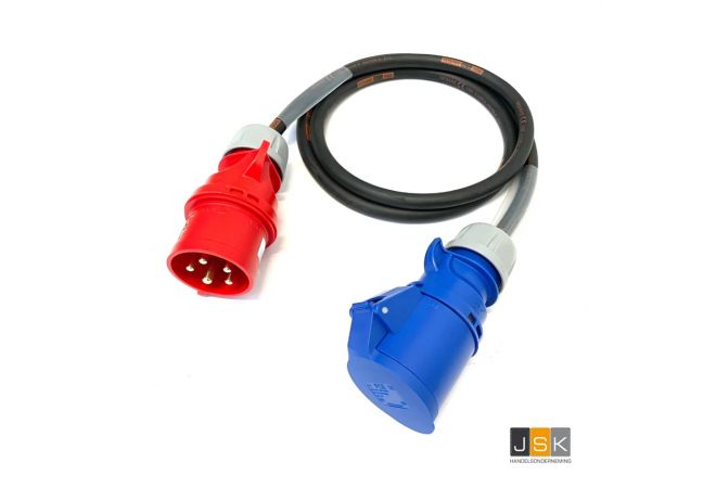325>323 - Airco (kabel)adapter verloop 32A 5-pins 400V-stekker naar 32A 3-pins 230V-aansluiting IP44 H07RN-F - 1446.325323