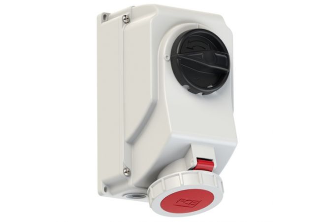 PCE Sirox 75242-3 - CEE opbouw ON/OFFwcd 32A 4p 440V 60Hz 3h rood IP67 REEFER met doorlus - 103795