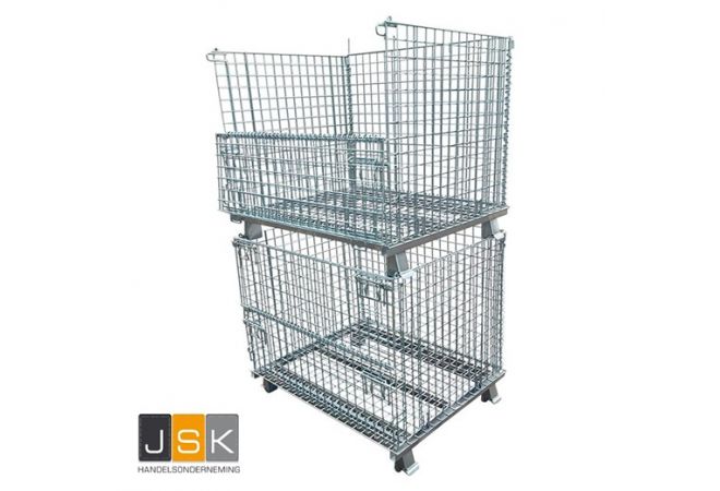 Gaasrek 100x80x85cm - inklapbaar - stapelbaar (20 cm) - 1 klapraam op de lange zijde - max. heflast/draaglast 1000 kg - eigen gewicht 50 kg