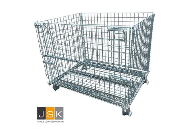 Gaasrek 100x80x85cm - inklapbaar - stapelbaar (20 cm) - 1 klapraam op de lange zijde - max. heflast/draaglast 1000 kg - eigen gewicht 50 kg