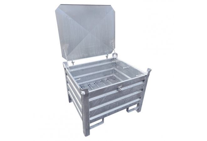 Ketting bak, speciaal voor kettingwerk, anti-diefstal met afsluitbare klem en 4 hijsogen - 2.000 kg