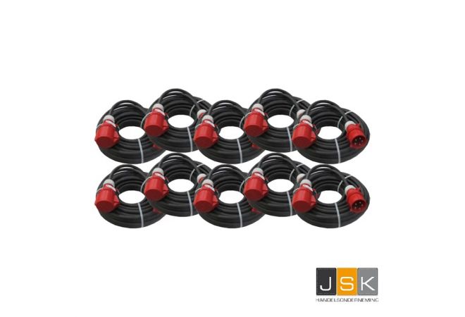 Krachtstroomkabel 5 x 4 32A - 25 meter | 10 stuks, CEE 32/5/400, N2550400225, 104768/25 - Gratis bezorgd.