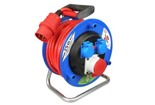 Garant CEE 1 IP44-kabelhaspel (25m kabel in signaalrood, gemaakt van speciale kunststof, voor buitengebruik, Made in Germany) - gratis verzending