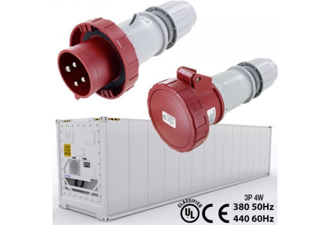 Reefer CEE Verloopkabel CEE-stekker 32A 4-polig IP67 naar CEE-contrastekker 32A 5-polig | Reefer CEE Converter | 324325/67