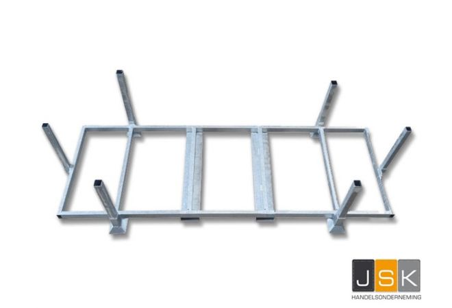 Rijplatenrek met uitneembare rongen voor 25 rijplaten - zwaar model | Rijplaten pallet | Rijplaten stapelrek | Rijplatenbunker | 1446.146988LZ