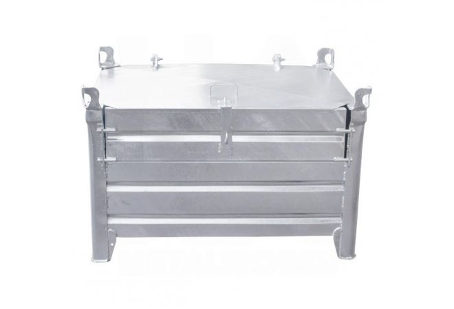Verzinkte stapelbak L met 2 kleppen vaste constructie 800 x 1000 x 500 mm W.L.L. 2.000 kg  - 1446.10000051