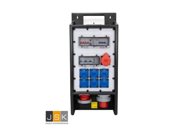 (Hang) Verdeelkast 63A wandmodel | 1x CEE 32A 5p 6h 400V | 6x Schuko 16A 2p+RA 230V | voorzien van looppadverlichting aan de bovenzijde; Led 6,5W 900lm 4000K CRI>80; - NL30.1106.01031
