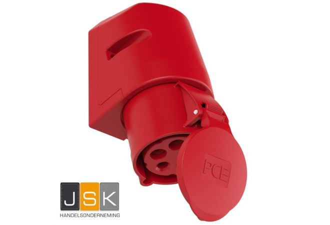 125-6 CEE Wanddoos wcd 32A 5p 400V 6h rood-rood IP44 rood huis 102608/601.256 - 10 stuks