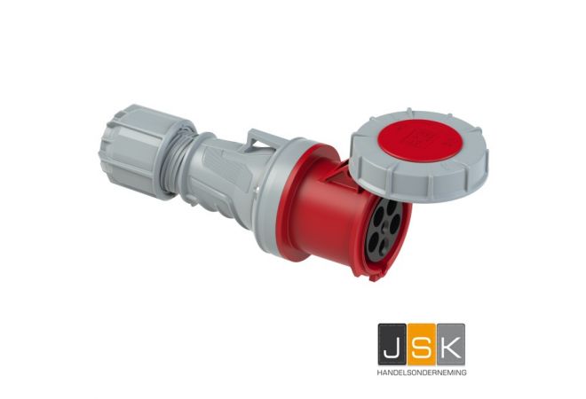 832.356 | CEE-contrastekker IP 67, 5-polig, 400 V, 6 h 63 A, met vernikkelde contacten | Spanning volgens EN 60309-2: 400 V (50+60 Hz) rood - JSK Handelsonderneming