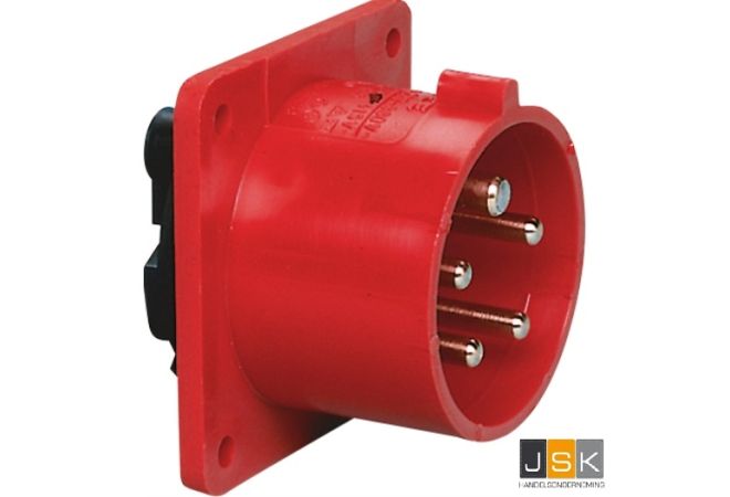 625-6F7V | CEE toestel contactdoos IP44, 5-polig, 400V, 6h 32A | Flensmaat 75 x 75 mm steek 60x60mm | EAN-Code: 4028232031421 | Sirox PCE 606.256-1/103561