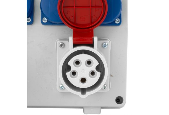 Wandverdeler (Bouwstroom) | CEE 2x16A | 4x230V Schuko | Stroomverdeler LS-schakelaar FI-schakelaar 12-module - 1446-6565D