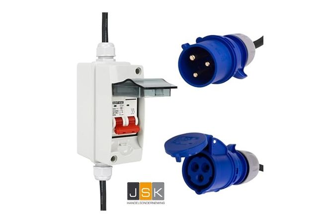 323>163 CEE Adapterkabel 32A 3-polig naar CEE 16A 3-polig 230V gezekerd met stroomonderbreker 16A | 1446.323163/G