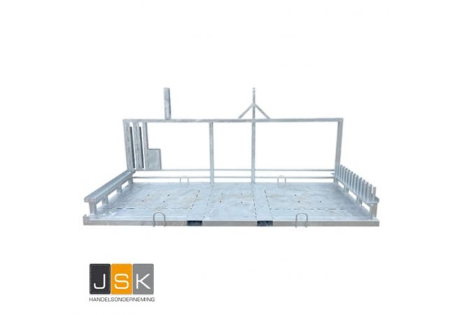 Bouwhek transportbok combipallet HD, 28 Bouwhekken verticaal opslaan en transporteren, 32 bouwhekvoeten en 40 klemmen en 12 schoren compleet met grondpen 1446.30500300