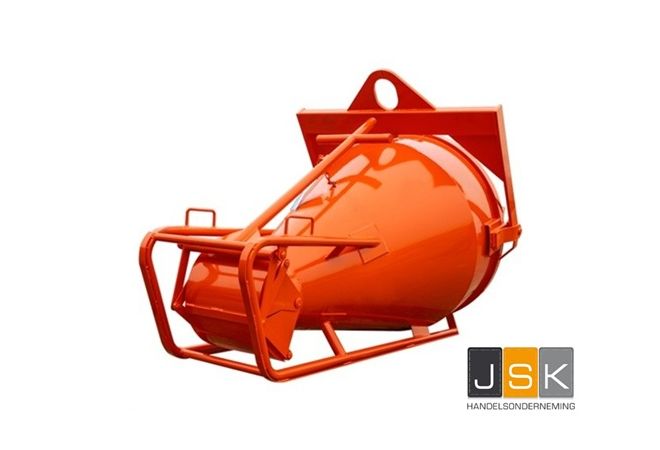 Beco beton(stort)kubel 300 liter origineel liggend, onderlossend, eigengewicht van 115 kilogram en een maximale massa last van 835 kilogram