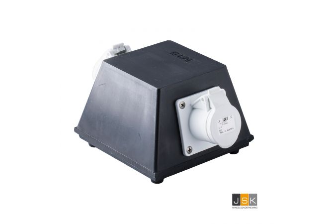107165 Veiligheidstrafo 230V, Uitgaand 2x 42V, 2x16/2/42V, 12h, 120VA Volrubber Type Pyramide