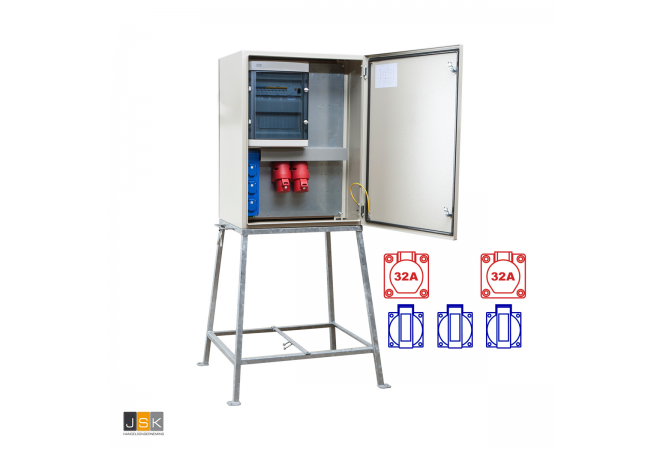 Bouwmeterkast 40 Ampère | KEM4003 | 1x CEE 32A 4p 380V | 1x CEE 32A 5p 380V | 3x schuko 16A 230V | 104496 | Gratis verzending - JSK Handelsonderneming
